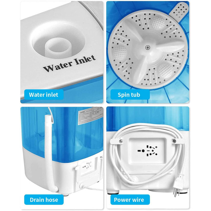 Tabu Mini Portable Washing Machine, Small Washer No Dryer, 7.7lbs Small